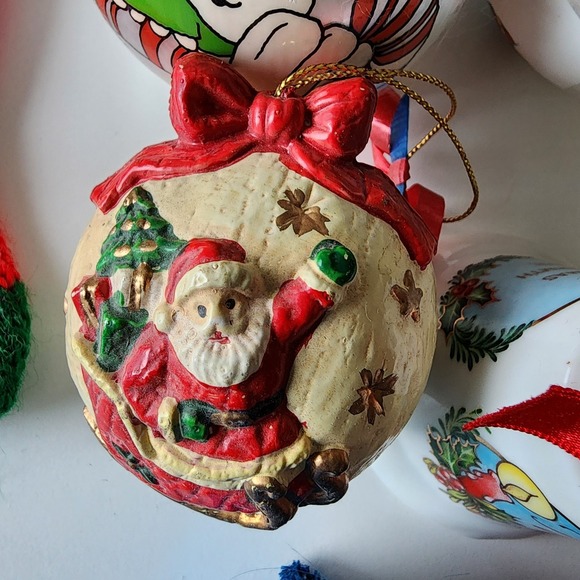 1980s Vintage Christmas Ornaments Lot Mother Daughter Silk Wrapped 1982 1990 80s - Picture 10 of 16